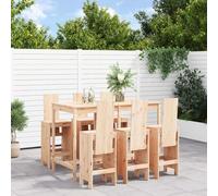 LoogCape Ensemble de bar de jardin 7 pièces en bois de pin massif, meubles d'extérieur robustes pour terrasse, balcon, jardin, avec table de bar et six tabourets de bar