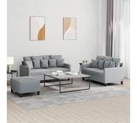 LoogCape Ensemble de canapé 3 pièces avec coussin, tissu gris clair, structure en métal robuste, polyester respirant, expérience d'assise confortable pour salon et chambre à coucher, canapé 2 x 2