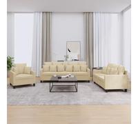 LoogCape Ensemble de canapé 3 pièces en tissu crème, structure robuste en contreplaqué, respirant, 1 fauteuil, 1 2 places, 1 tri places, pour salon, salon, expérience d'assise confortable