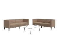 LoogCape Ensemble de canapé Chesterfield 2 pièces en Similicuir Cappuccino, canapé d'angle modulable, mobilier Salon Confortable pour séjour, Chambre ou Bureau