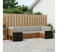 LoogCape Ensemble de canapé d'angle avec 7 coussins gris clair naturel en polyester pour jardin, terrasse, balcon, salon moderne, résistant aux intempéries et peu encombrant, pour une vie détendue en