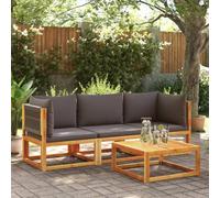 LoogCape Ensemble de canapé de jardin 3 pièces en bois d'acacia avec dossiers en corde tressée, coussins confortables et design modulaire pour terrasse, balcon, jardin