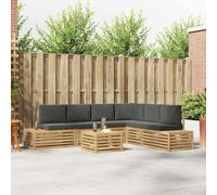 LoogCape Ensemble de canapé de jardin 7 pièces avec coussin en polyester blanc et anthracite, module de salon résistant aux intempéries avec canapé d'angle et central, salon extensible pour terrasse