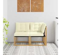 LoogCape Ensemble de canapé de jardin d'extérieur 2 pièces avec canapé central et d'angle en blanc, module de salon résistant aux intempéries avec coussin, extensible pour terrasse, balcon, véranda