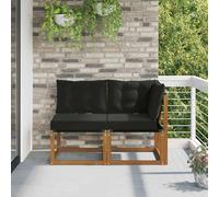LoogCape Ensemble de canapé de jardin d'extérieur avec 2 éléments, canapé central et d'angle en bois d'acacia avec coussin imperméable, module de salon résistant aux intempéries pour terrasse, balcon