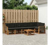 LoogCape Ensemble de canapé d'extérieur 7 pièces - Design moderne - En bois d'acacia résistant aux intempéries - Pour jardin, terrasse, balcon - Avec coussins rembourrés confortables