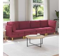 LoogCape Ensemble de canapé modulaire avec espace de rangement en tissu bordeaux 4 pièces - Ensemble de meubles de salon modernes avec sièges confortables et cadre en bois robuste pour un aménagement