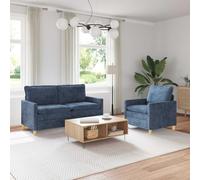 LoogCape Ensemble de Canapés 2 pièces Bleu Polyester Confortables pour Salon Séjour Chambre Bureau Idéal pour Relaxation et Socialisation