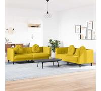 LoogCape Ensemble de canapés 2 pièces en Velours Jaune avec Coussins, canapé modulable Convertible, idéal pour Salon, séjour ou Chambre, avec Assise Confortable et Design Moderne