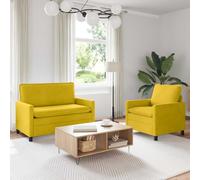 LoogCape Ensemble de Canapés 2 pièces en Velours Jaune pour Salon Espace de Vie Confortable et Design Contemporain Adapté aux Petits et Grands Appartements