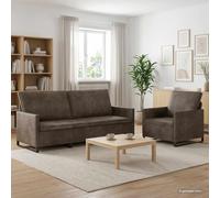 LoogCape Ensemble de Canapés 2 pièces Gris foncé en Tissu en suède synthétique, canapé modulable pour Salon ou séjour, Assise Confortable, Design Moderne, Robuste et Facile d'entretien