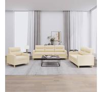 LoogCape Ensemble de canapés 3 pièces avec Coussins Crème en Tissu Robuste pour Salon, séjour ou Bureau, modulable et Confortable, idéal pour Espace de Vie Convivial et Relaxant