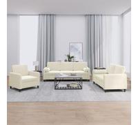 LoogCape Ensemble de canapés 3 pièces en Velours crème avec Coussins, canapé modulable Convertible pour Salon, Fauteuil et Banquette Confortable, Structure Robuste