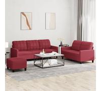 LoogCape Ensemble de canapés 3 pièces et Coussins Rouge Bordeaux en Similicuir Durable pour Salon séjour Chambre Bureau Espace de Vie