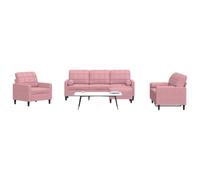 LoogCape Ensemble de canapés 4 pièces en Velours Rose avec Coussins et traversins pour Salon, canapé modulable, Fauteuil, Banquette, Repose-Pieds et Accessoires Confortables
