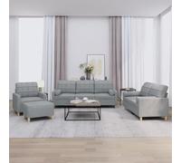 LoogCape Ensemble de canapés 4 pièces Gris Clair Tissu Robuste pour Salon séjour, canapé modulable, Banquette, Fauteuil, méridienne, clic clac, Convertible, Sofa, Espace de Vie Confortable
