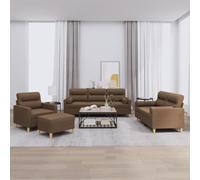 LoogCape Ensemble de canapés 4 pièces Marron Tissu avec Coussins Confortables pour Salon, séjour ou Bureau, canapé modulable, Fauteuil, Banquette, méridienne, clic clac, futon