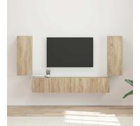 LoogCape Ensemble de Meuble TV Mural 4 pièces en Bois d'ingénierie Finition chêne Sonoma, Design Moderne, Rangement Pratique, idéal pour Salon, séjour ou Bureau à Domicile