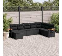 LoogCape Ensemble de meubles de jardin 8 pièces en rotin pour balcon, terrasse, canapé résistant aux intempéries, banc avec coussins, tables pliables, peu encombrantes, extensibles, pour extérieur et