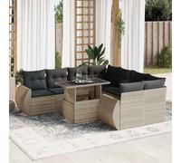LoogCape Ensemble de meubles de jardin 9 pièces - Salon de jardin - Salon à manger pour balcon et terrasse - En rotin synthétique résistant aux intempéries - Pliable et extensible - Avec coussins et