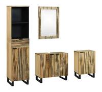 LoogCape Ensemble de mobilier de Salle de Bain 4 pièces Marron en Bois d'ingénierie avec Miroir Mural Grand Espace de Rangement pour Toilette Maquillage et Organisation Moderne