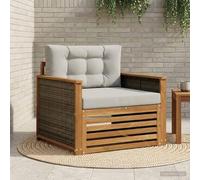 LoogCape Ensemble de mobilier extérieur en Bois d'acacia Massif modulable pour Jardin terrasse Balcon Patio avec canapé Fauteuil Pouf et Coussins Gris Clair