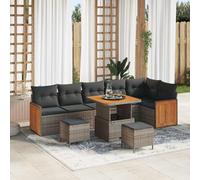 LoogCape Ensemble de mobilier Lounge en Poly Rattan Gris avec Coussins Amovibles pour terrasse, Jardin ou Balcon, idéal pour créer Un Coin Salon extérieur Confortable et élégant