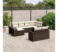 LoogCape Ensemble de mobilier modulable pour Jardin avec canapé, Fauteuil, Pouf, méridienne, Banquette et Coussins Marron résine tressée, Structure Acier Enduit, idéal pour terrasse, Patio ou Balcon
