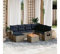 LoogCape Ensemble de mobilier modulable pour Jardin extérieur avec canapé d’Angle, Fauteuil, Pouf, méridienne, Banquette, Table, Coussins déhoussables Gris résine tressée