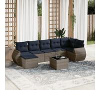LoogCape Ensemble de mobilier modulable pour Salon extérieur 8 pièces avec Coussins Gris résine tressée, Table en Verre trempé, fauteuils, Banquette, méridienne, Pouf, Chaise d’Angle, chauffeuse