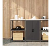 LoogCape Ensemble de Rangement Cuisine HATTEM Deux pièces en Acier Noir avec étagères Portes et tiroirs pour Cuisine extérieure ou Salle à Manger Espace organisé et élégant
