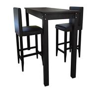 LoogCape Ensemble de salle à manger avec table à manger rectangulaire et 2 tabourets de bar rembourrés, noir, meubles peu encombrants pour petites cuisines et salles à manger