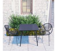 LoogCape Ensemble de salle à manger de jardin 3 pièces en polyrotin PVC noir résistant aux intempéries
