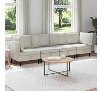 LoogCape Ensemble de salon avec coussin et mémoire de forme, 4 pièces en velours crème, design moderne, ergonomique, durable, avec espace de rangement, facile d'entretien, pour une vie confortable