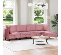 LoogCape Ensemble de salon avec coussins et espace de rangement, 5 pièces en velours rose, ensemble de meubles modernes pour une assise confortable, contreplaqué durable, mobilier peu encombrant pour
