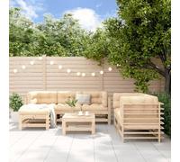 LoogCape Ensemble de salon de jardin 7 pièces en pin massif, meubles d'extérieur robustes pour terrasse, balcon, design modulaire, ensemble de sièges en bois de pin durable pour des heures de détente
