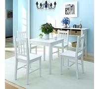 LoogCape Ensemble de table à manger 5 pièces en pin blanc avec table extensible et chaises rembourrées confortables pour salle à manger, cuisine, salle à manger, groupe de sièges, ensemble de meubles