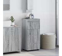 LoogCape Ensemble Meuble Salle de Bain Tulum Gris Sonoma avec Meuble lavabo Vasque, Armoire, Placard, étagère, Colonne Rangement, Porte Suspendu, Pied, Miroir Double, pour Espace Moderne