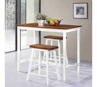 LoogCape Ensemble table de bar et tabourets 3 pièces en bois massif pour cuisine, chambre, bar, salon - Ensemble de meubles peu encombrant avec chaise rembourrée, extensible, design élégant, montage