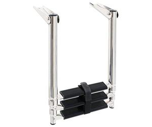 LoogCape Escabeau 3 marches en acier inoxydable avec design télescopique pour bateau, piscine et plates-formes, pliable, antidérapante, charge jusqu'à 200 kg, matériel de fixation inclus