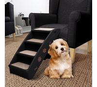 LoogCape Escalier pliable pour chien - Noir - 62 x 40 x 49,5 cm - Léger - Pour petits et grands chiens et chats - Avec pieds antidérapants - Marches en feutre amovibles - Charge maximale : 75 kg