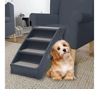 LoogCape Escalier pour chien pliable à 4 marches, gris foncé, pour petits et grands animaux de compagnie, antidérapant, hauteur réglable, facile à transporter, convient pour canapé, lit, voiture