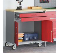 LoogCape Établi industriel avec roue et cadre en acier 75 x 45 x 85 cm, roulant, avec tiroirs, verrouillable, pour atelier, garage, cave, salle de loisirs, durable, mobile, peu encombrant