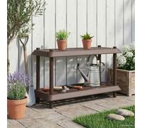 LoogCape Étagère à 2 niveaux - 100 x 40 x 55,5 cm - En polypropylène - Marron - Résistant aux UV - Pour l'intérieur et l'extérieur - Rangement stable - Design durable - Montage facile - Idéal pour