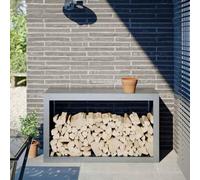 LoogCape Étagère à bûches 100 x 40 x 60 cm en acier galvanisé pour stockage à sec, support à bois, panier à bois, étagère à bois, convient pour poêle, jardin, terrasse, résistante aux intempéries