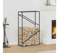 LoogCape Étagère à bûches anthracite 60 x 25 x 100 cm en acier laminé à froid avec une capacité de charge de 100 kg pour l'intérieur et l'extérieur, support élégant en bois, convient pour le bois de