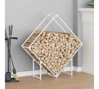 LoogCape Étagère à bûches blanche - 100 x 25 x 100 cm - En acier laminé à froid - Support en bois stable pour poêle à cheminée - Rangement du bois - Aide à l'empilage pratique pour salon, terrasse et