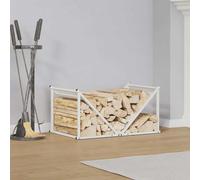 LoogCape Étagère à bûches blanche 70 x 43 x 34,5 cm en acier laminé à froid, support empilable pour bois de cheminée, stockage et transport à l'intérieur et à l'extérieur