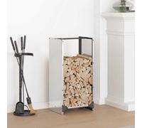 LoogCape Étagère à bûches en acier inoxydable - 40 x 30 x 80 cm - Pour bois de cheminée, bois de chauffage, panier à bois, rangement et rangement dans le salon, terrasse, jardin, intérieur et