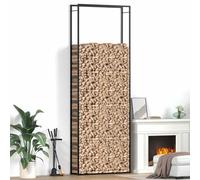 LoogCape Étagère à bûches - Noir mat - 110 x 28 x 312 cm - En acier - Support en bois pour le stockage sûr du bois de chauffage - Panier à bois pour poêle et jardin - Étagère en bois résistante aux